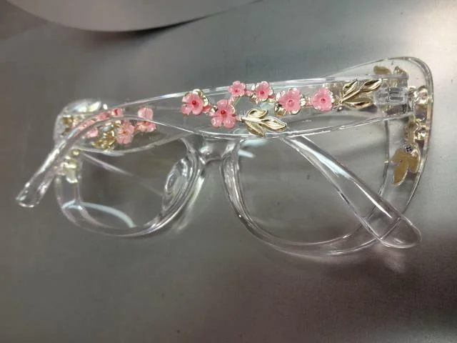 OVERSIZED RETRO CAT EYE Clear Lens EYE GLASSES Transparent Frame Floral Design 2